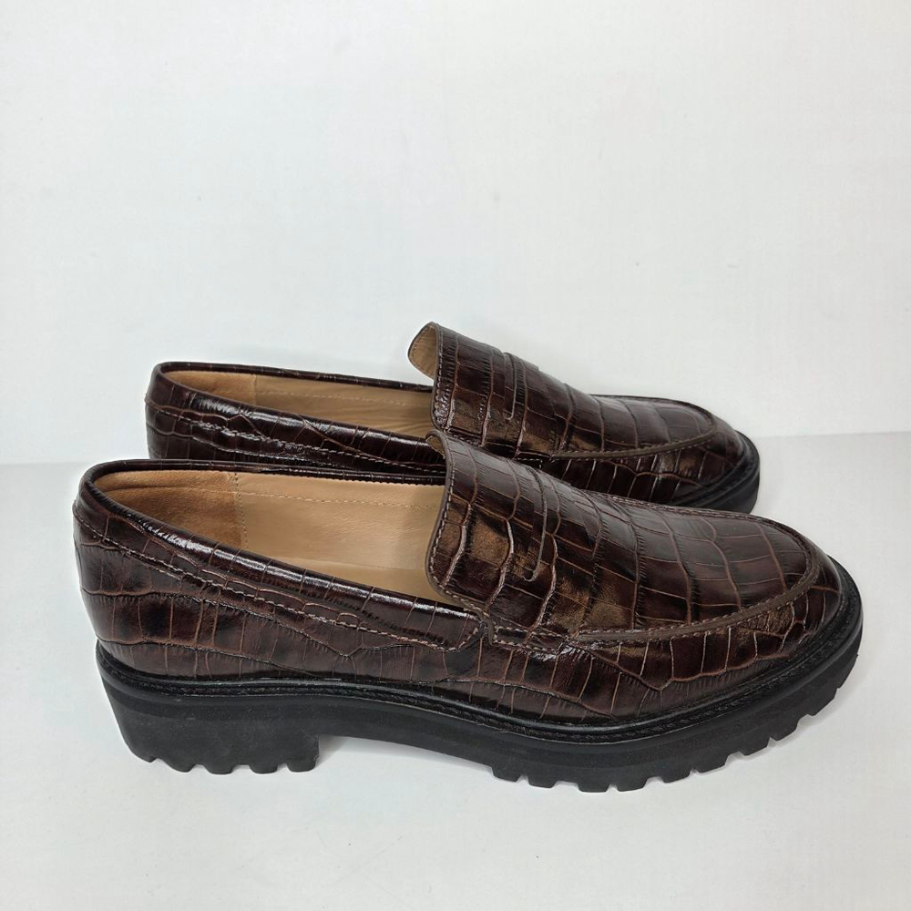 Everlane The Lug Loafer Brown Croc Embossed Women's Size 9.5 Euro 40 Platform - Picture 7 of 13